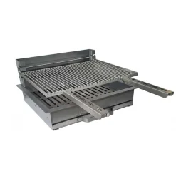 Barbecue Inox Charbon avec Chariot et Couvercle - PLANCHA TONIO