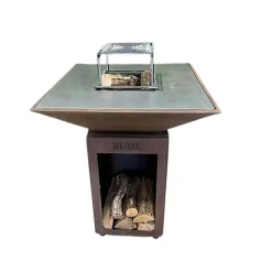 Brasero Auvergnat Carré 63 x 63 x 78 cm CORTEN BOIS - GRILL CHIC