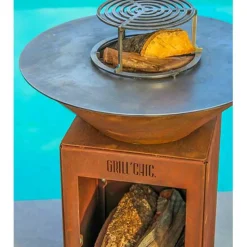 Brasero Auvergnat Rond 62 x 78 cm CORTEN BOIS - GRILL CHIC