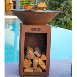 Brasero Auvergnat Rond 62 x 78 cm CORTEN BOIS - GRILL CHIC