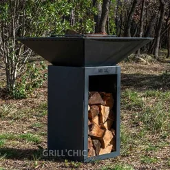 Brasero CEVENOL Carré 74x74x90 cm Acier Thermolaqué - GRILL CHIC