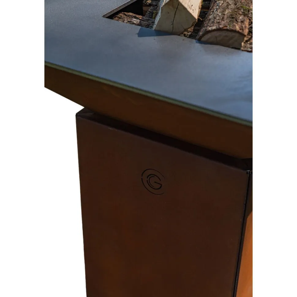 Brasero CEVENOL Carré 74x74x90 cm CORTEN - GRILL CHIC