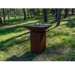Brasero CEVENOL Carré 74x74x90 cm CORTEN - GRILL CHIC