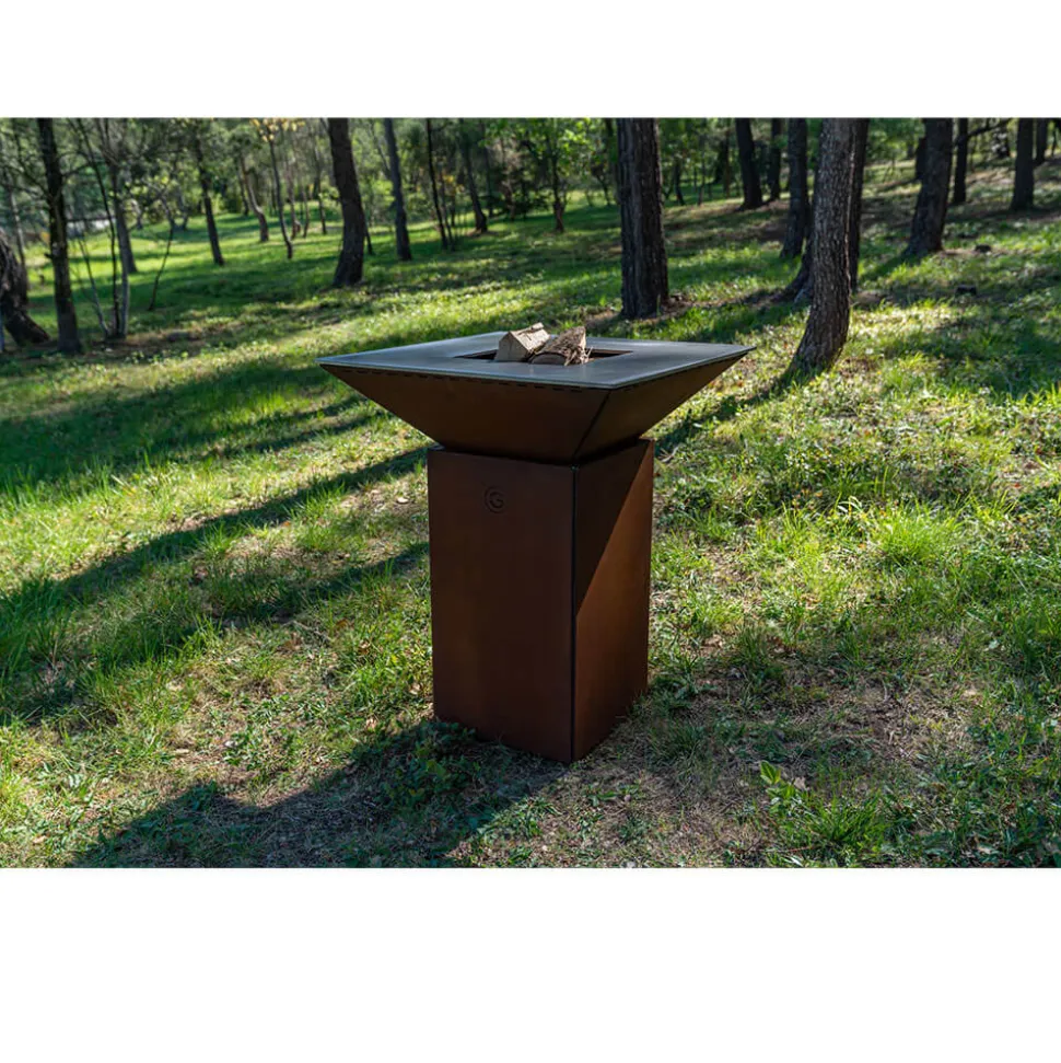 Brasero CEVENOL Carré 74x74x90 cm CORTEN - GRILL CHIC