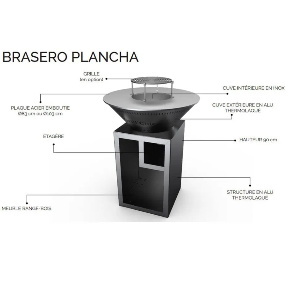Brasero Classique 83 x 90 cm ALU Double Cuve - GRILL CHIC