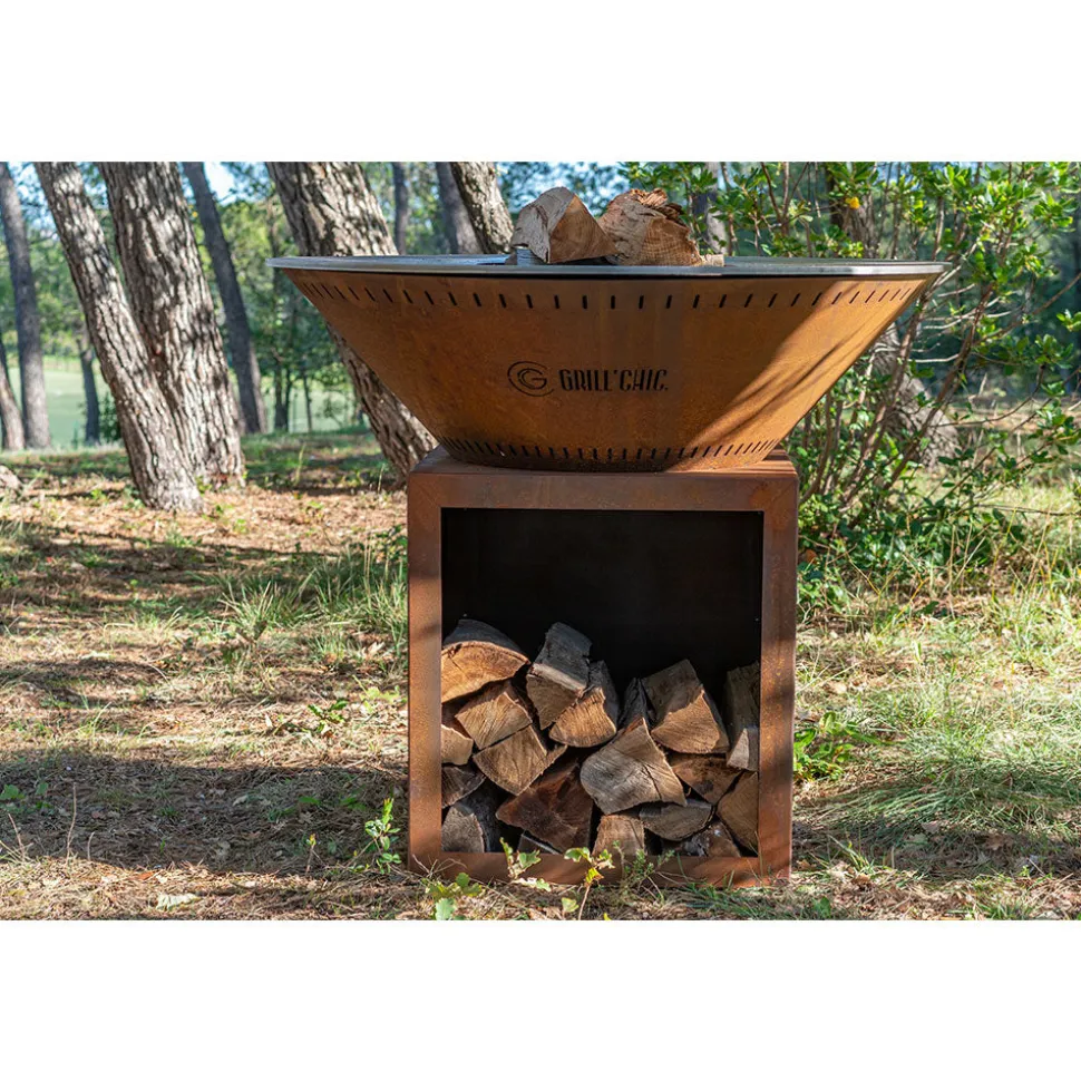 Brasero Classique 100 x 90 cm CORTEN Double Cuve - GRILL CHIC