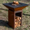 Brasero Cévenol Carré CORTEN Bois 74 x 74 x 90 cm - GRILL CHIC