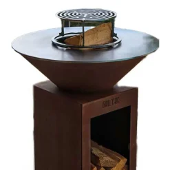 Brasero Cévenol Rond CORTEN Bois 74 x 90 cm - GRILL CHIC