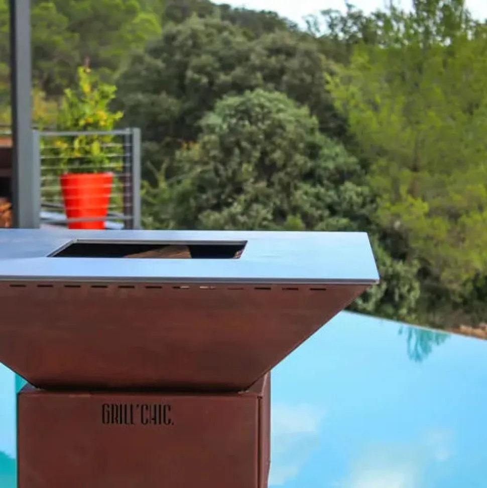 Brasero Mini Cévenol Carré Acier CORTEN - GRILL CHIC