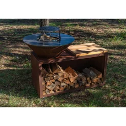 Brasero Traditionnel 80 x 90 cm CORTEN Double Cuve - GRILL CHIC