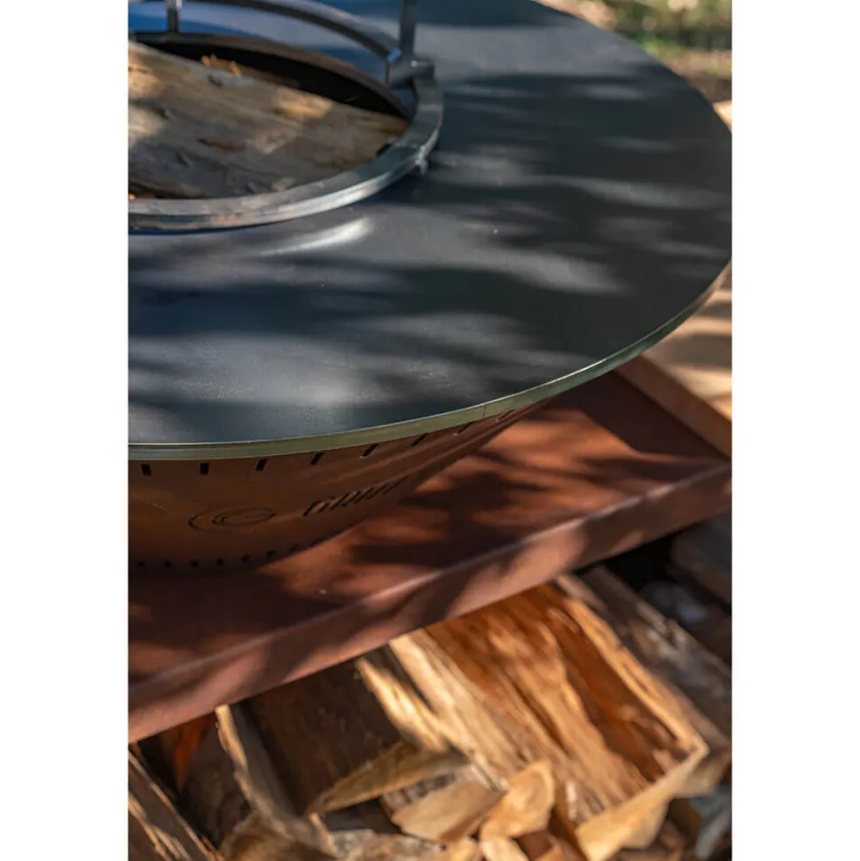 Brasero Traditionnel 80 x 90 cm CORTEN Double Cuve - GRILL CHIC