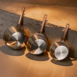 Casserole Inox Brossé Poignée Cuivrée - CRISTEL