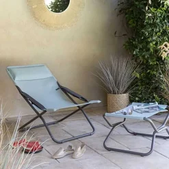 Chaise longue pliante bain de soleil TRANSABED toile Batyline DUO - LAFUMA
