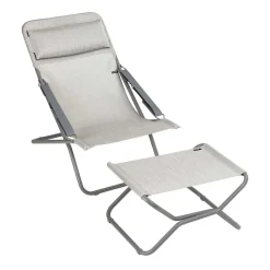 Chaise longue pliante bain de soleil TRANSABED toile Batyline DUO - LAFUMA