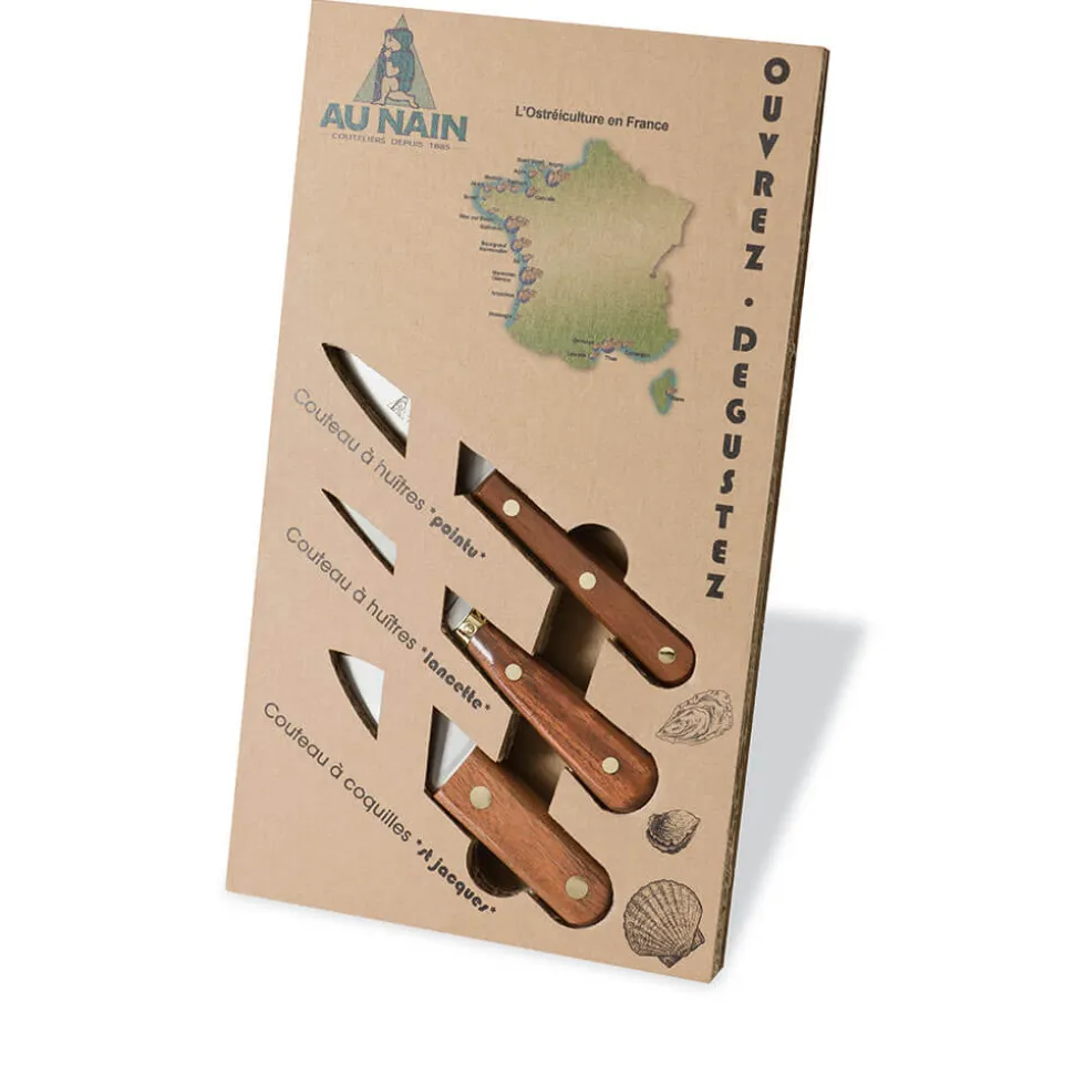 Coffret avec 3 couteaux à huître - Au Nain