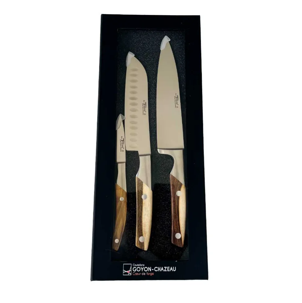 Coffret 3 couteaux de cuisine Le Thiers Pistachier - GOYON-CHAZEAU