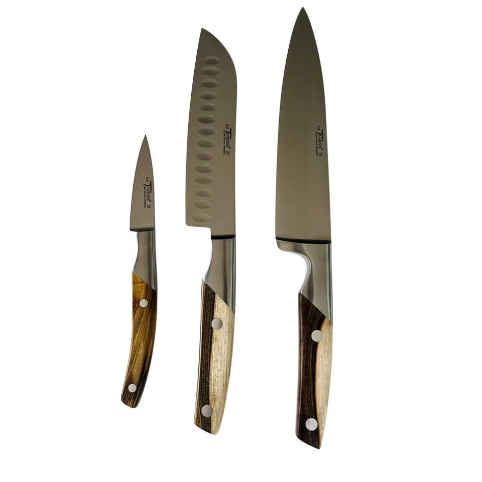 Coffret 3 couteaux de cuisine Le Thiers Pistachier - GOYON-CHAZEAU