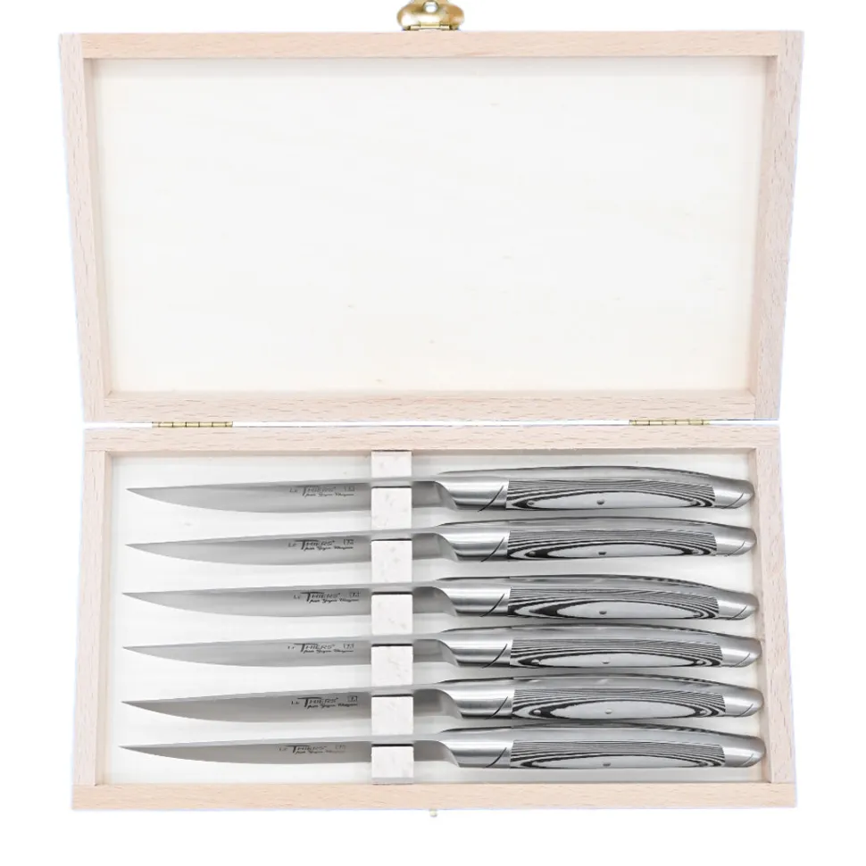 Coffret 6 Couteaux Le Thiers Avantage avec Manche Paperstone Gris - GOYON-CHAZEAU
