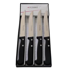 Coffret 4 Couteaux à Steak avec Manches Noirs - Au Sabot