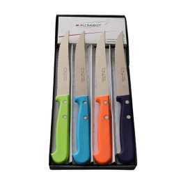 Coffret 4 Couteaux à Steak avec Manches Couleur - Au Sabot