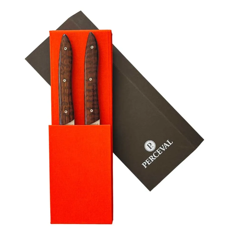 Coffret 2 couteaux UBAC bois d'amourette - PERCEVAL