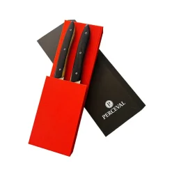 Coffret de 2 Couteaux de table UBAC - bois d'ébène de Mozambique - PERCEVAL