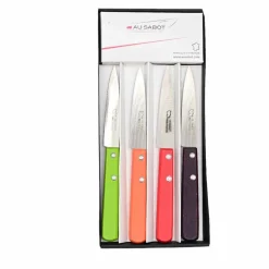 Coffret de 4 Couteaux d'Office Manche en Bois de Couleur - Au Sabot