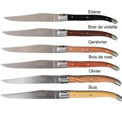 Coffret de 6 couteaux Laguiole Prestige manches en bois panachés - Au Sabot