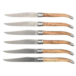 Coffret de 6 couteaux Laguiole Prestige manches en Olivier - Au Sabot