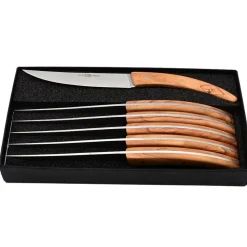 Coffret de 6 couteaux Styl'Ver Plein Manche en Olivier - GOYON-CHAZEAU