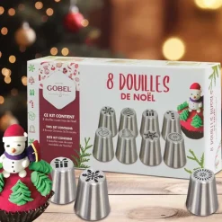 Coffret 8 douilles inox Noël - GOBEL