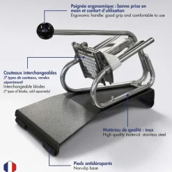 Coupe-Frites Professionnel couteau étamé + poussoir 13 mm - Louis Tellier