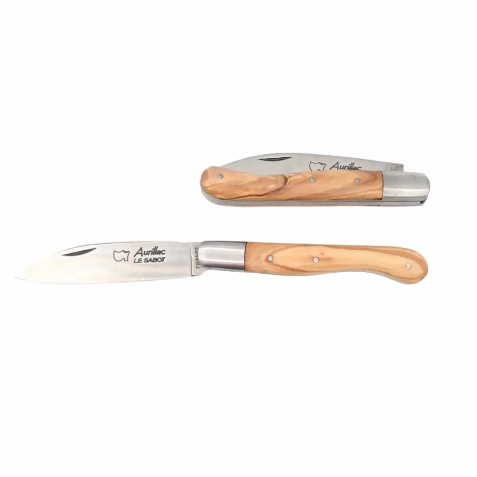 Couteau Pliant Aurillac avec Manche en bois d'Olivier - Au Sabot