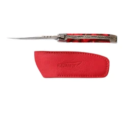 Couteau Pliant Laguiole avec Etui en Cuir Rouge OFFERT - Au Sabot