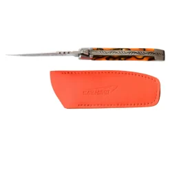 Couteau Pliant Laguiole avec Etui en Cuir Orange OFFERT - Au Sabot
