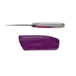 Couteau Pliant Laguiole avec Etui en Cuir Violet OFFERT - Au Sabot