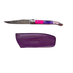 Couteau Pliant Laguiole avec Etui en Cuir Violet OFFERT - Au Sabot