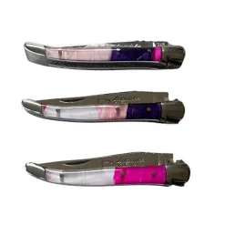 Couteau Pliant Laguiole avec Etui en Cuir Violet OFFERT - Au Sabot