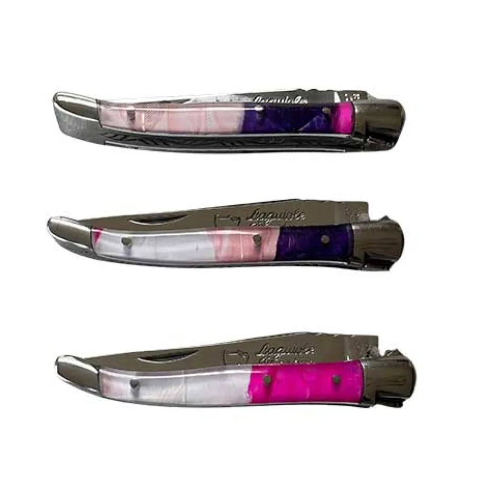 Couteau Pliant Laguiole avec Etui en Cuir Violet OFFERT - Au Sabot