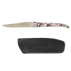 Couteau Pliant Laguiole Japonisant avec Etui en Cuir Noir OFFERT - Au Sabot