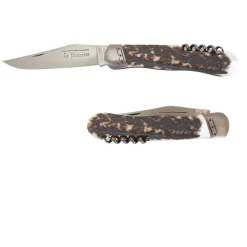 Couteau pliant Le Pionnier Bois de Cerf avec Tire-Bouchon - DOURIS CHASTEL