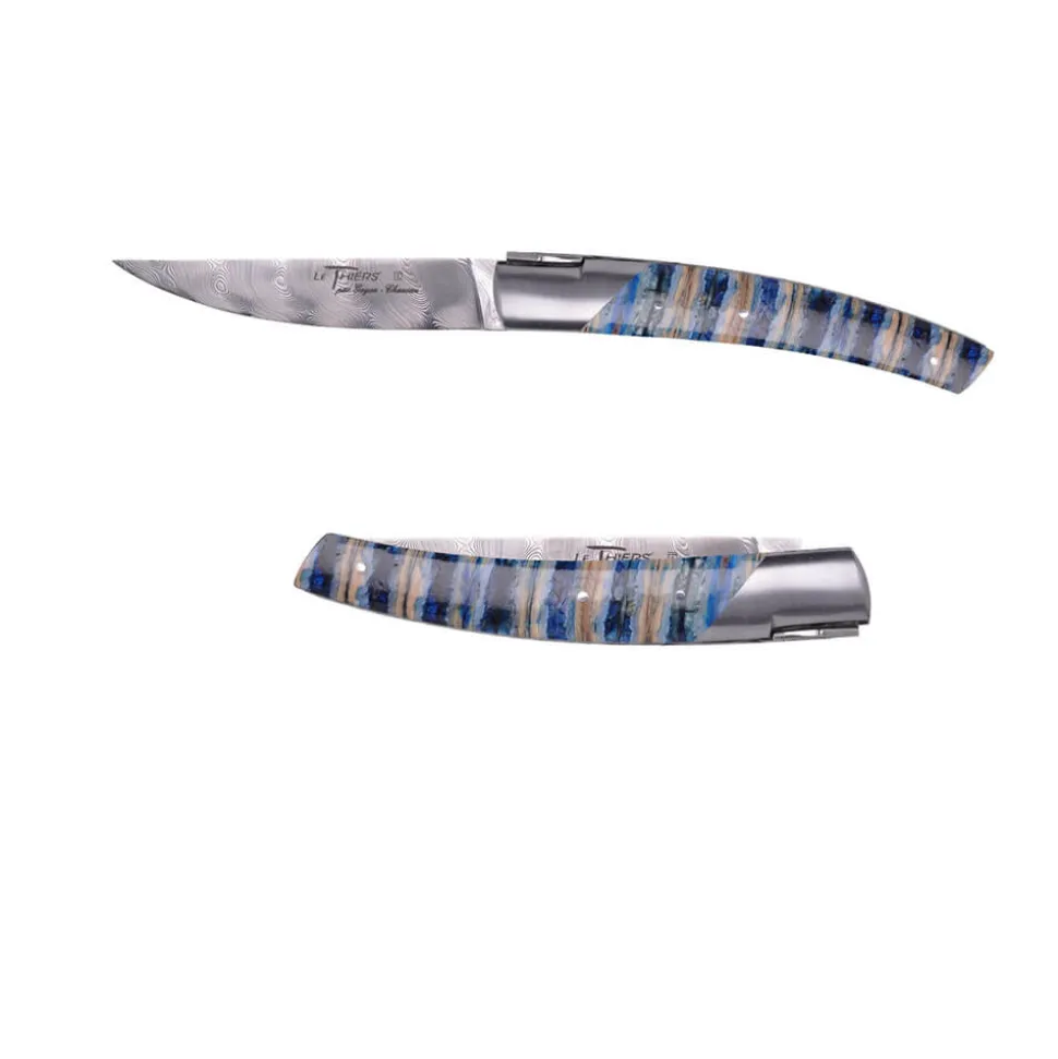 Couteau pliant Le Thiers Damas Molaire Mammouth avec Etui en cuir OFFERT - GOYON-CHAZEAU