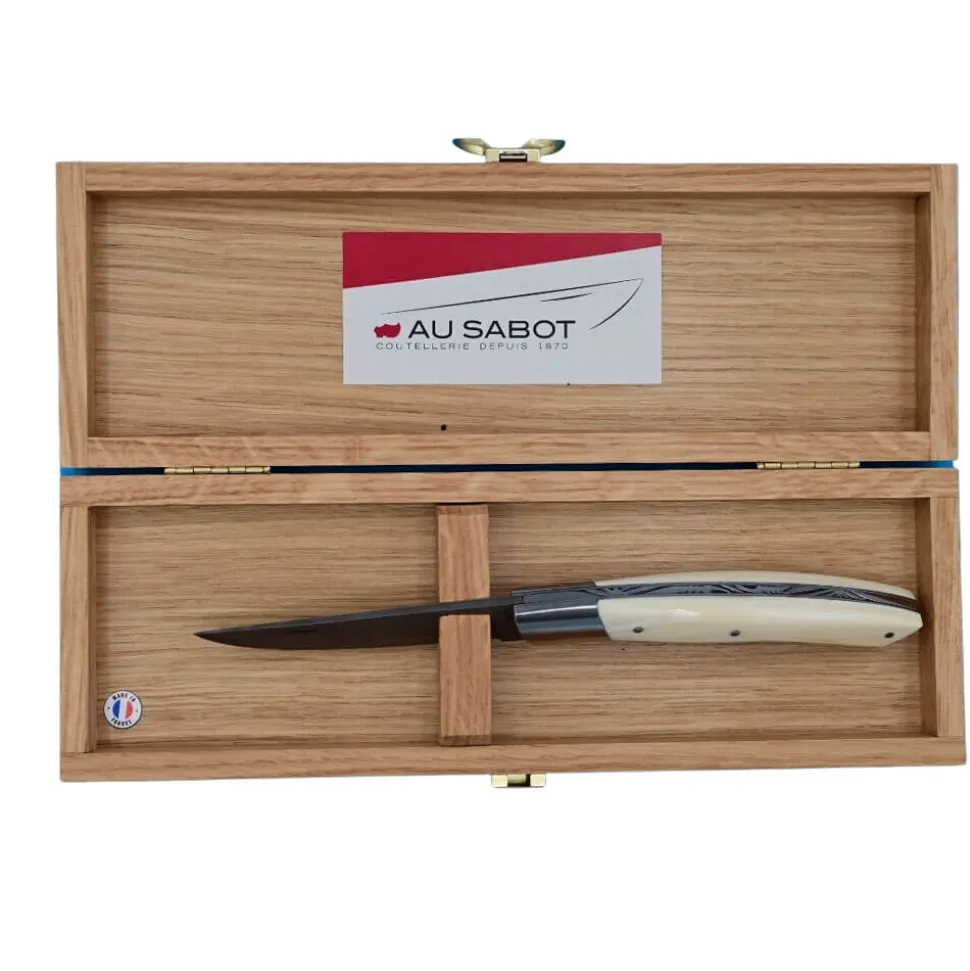 Couteau pliant Le Thiers Prestige Lame Damas Manche Phacochère - Au Sabot