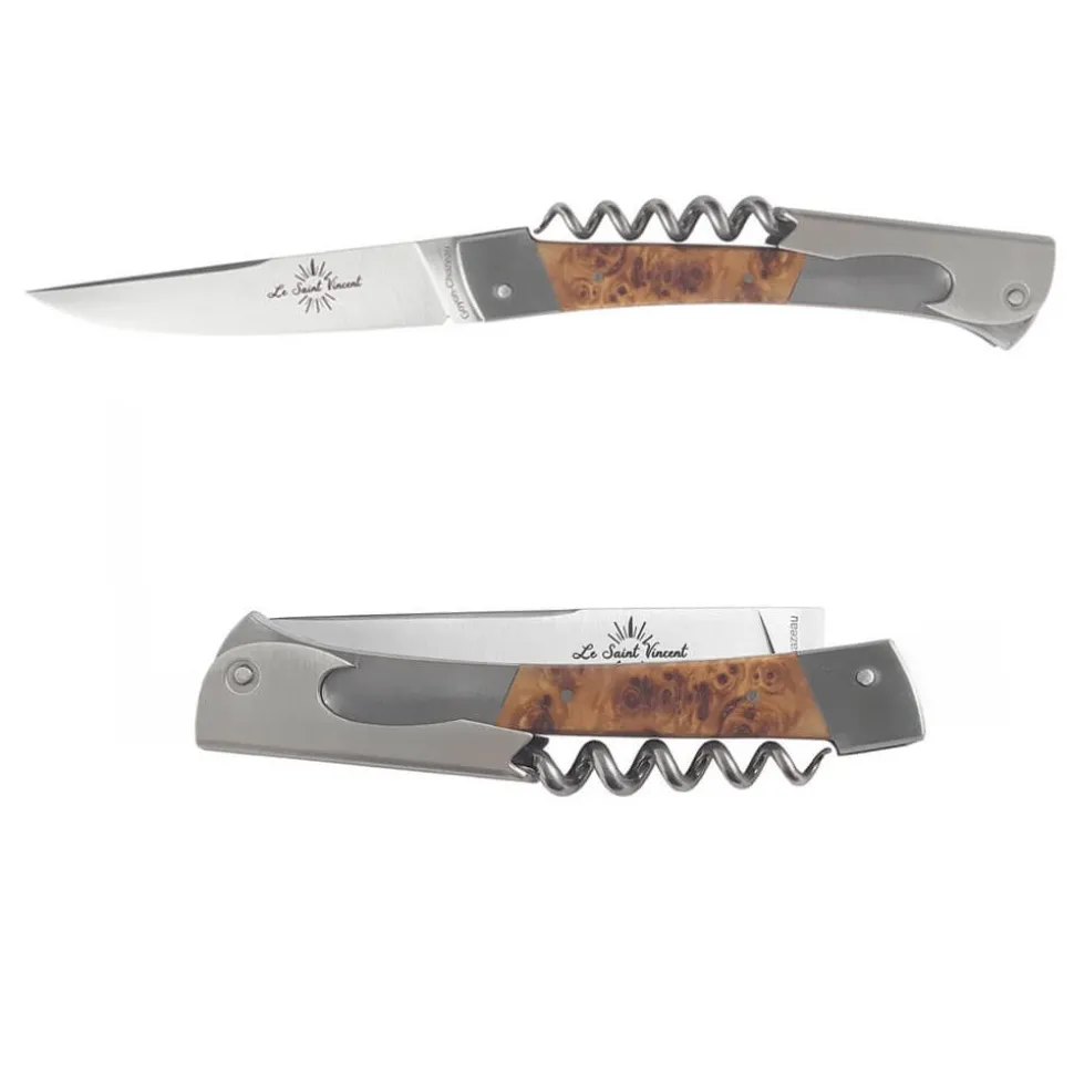 Couteau pliant Saint Vincent Loupe Peuplier avec Etui en cuir OFFERT - GOYON-CHAZEAU