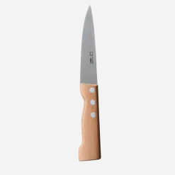 Couteau Saigner 14 cm Lame Carbone Manche en Hêtre - Au Sabot