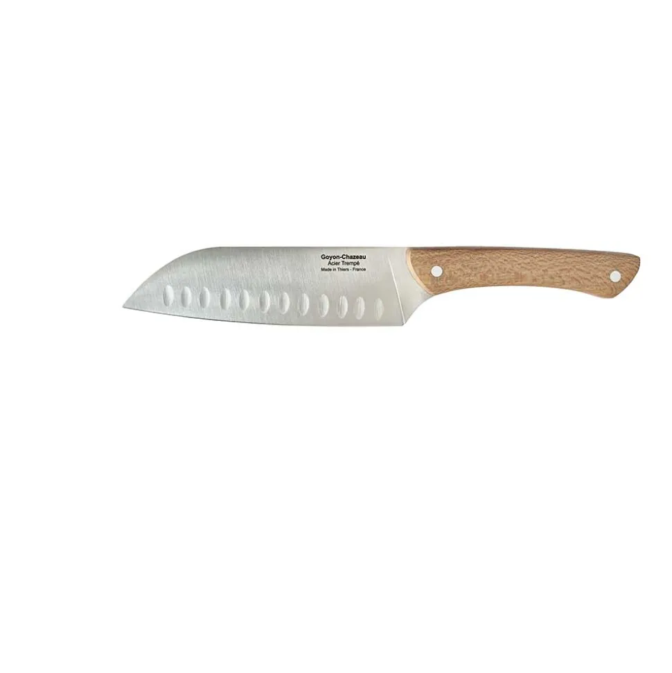 Couteau Santoku Alvéolé Solange Manche Platane - GOYON-CHAZEAU