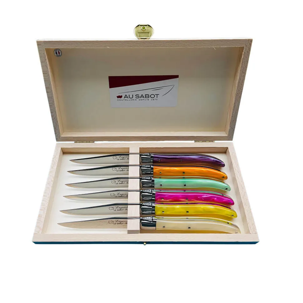 6 Couteaux Laguiole dans coffret en bois - Au Sabot