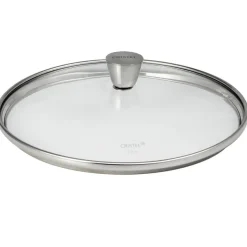Couvercle en verre bombé bouton inox - CRISTEL