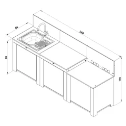 Cuisine CLASSIC 3 Modules Vert Sauge - ENO