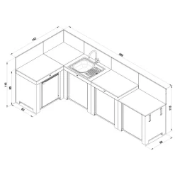 Cuisine Comfort 4 Modules Noir et Inox - ENO